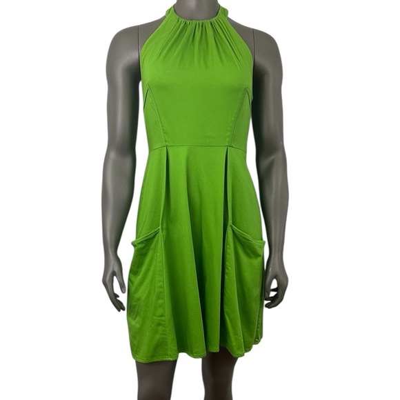 Jessica Simpson Dress Women’s 6 Green Halter Mini Short Vibrant Backless Cotton - Picture 1 of 14